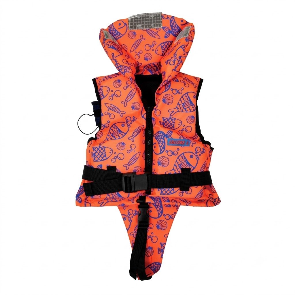 LALIZAS Lifejacket, 100N, ISO, Child, 3040kg, Fluo Orange w/Aquatic  Pattern (75226)