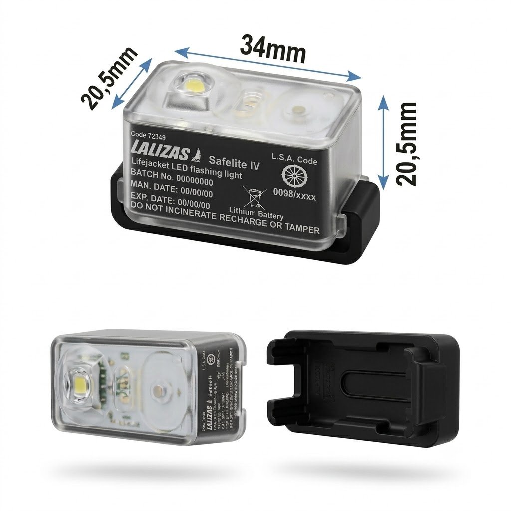 LALIZAS Lifejacket LED flashing light "Safelite IV" ON-OFF water activated, SOLAS/MED (72349)