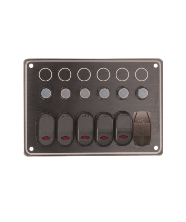 5 Switches - 1USB Port Switch Panel 10061-BKU
